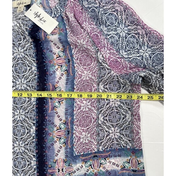 Style & Co. Women Top Petite PXL/PTG Blouse Long Sleeves Semi Sheer NWT - Picture 5 of 7